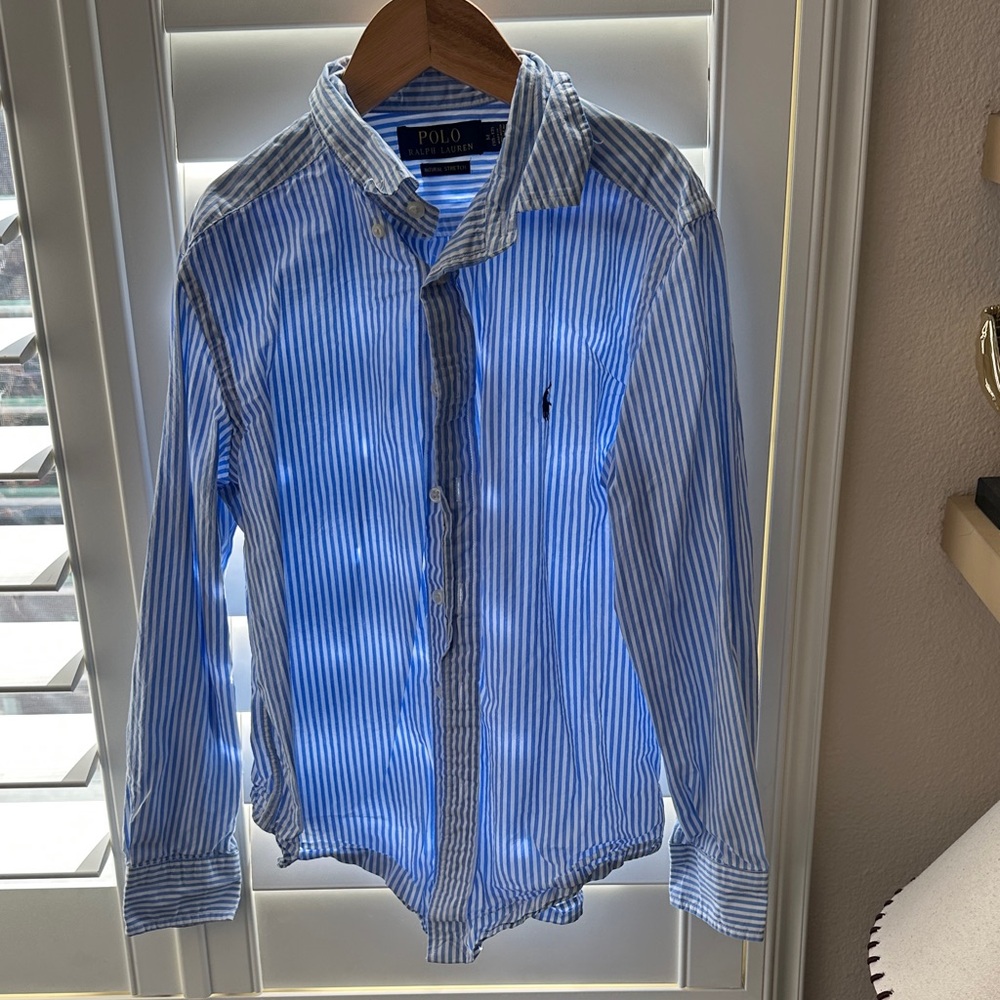 Polo Ralph Lauren Blue and White Striped Boy’s Shirt